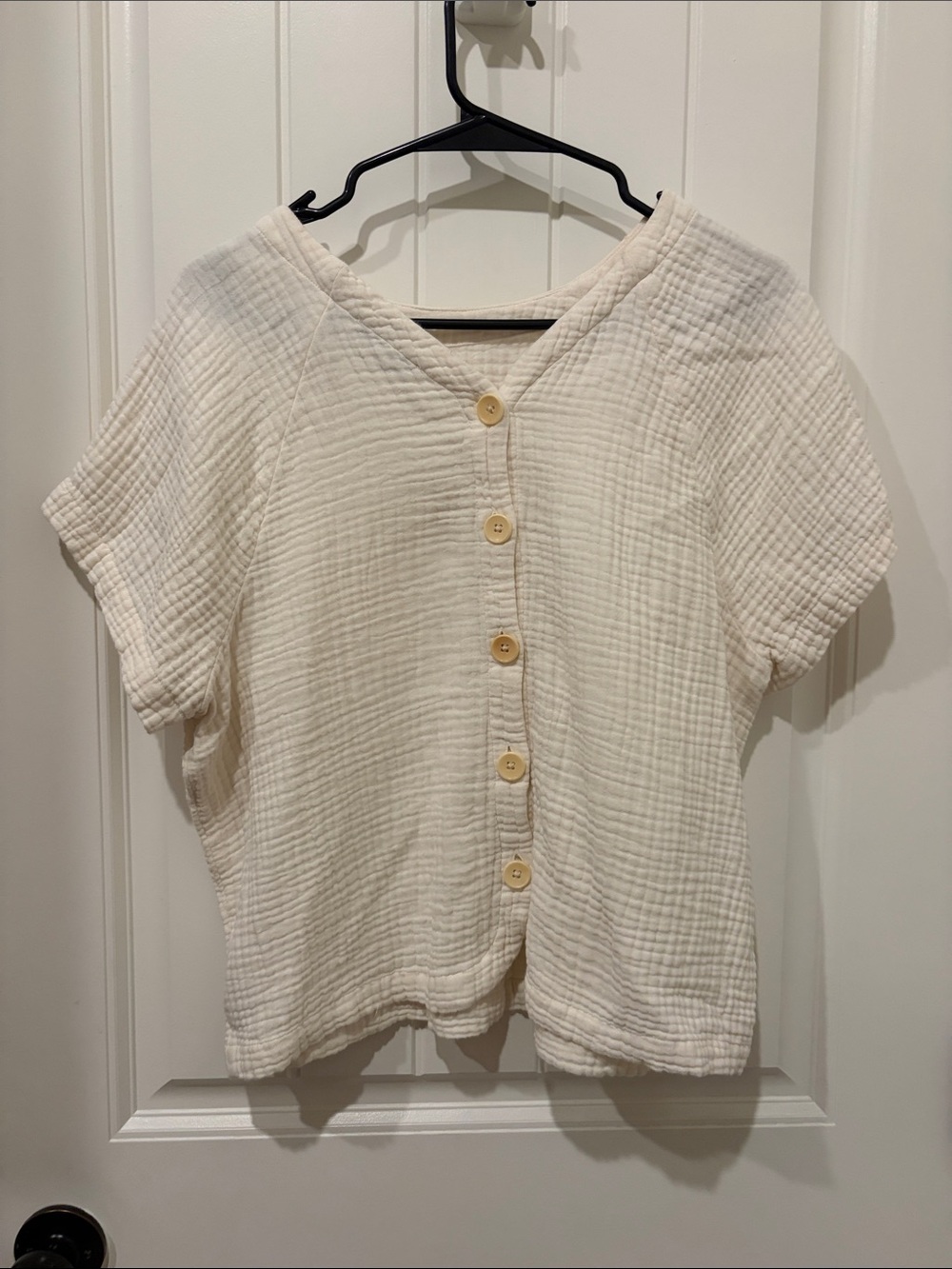 Madewell Cream Button-back Gauze Blouse